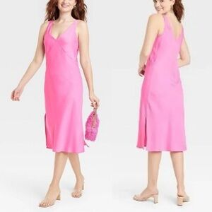 A new day women’s pink satin midi dress